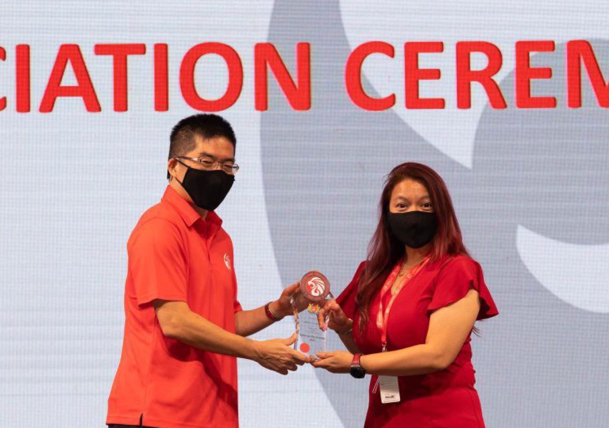 The NDP Silver Award being presented at the 2021 appreciation ceremony.